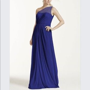 Navy Blue One Shoulder Prom Formal Dress